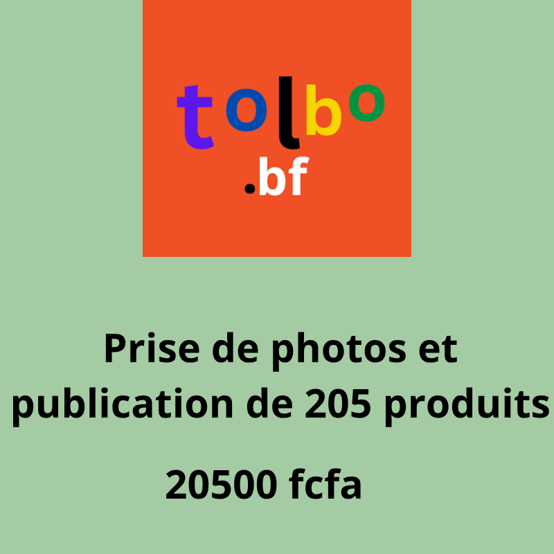 Service de prise de photos et de publication de 205 produits