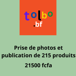 Service de prise de photos et de publication de 215 produits