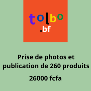 Service de prise de photos et de publication de 260 produits